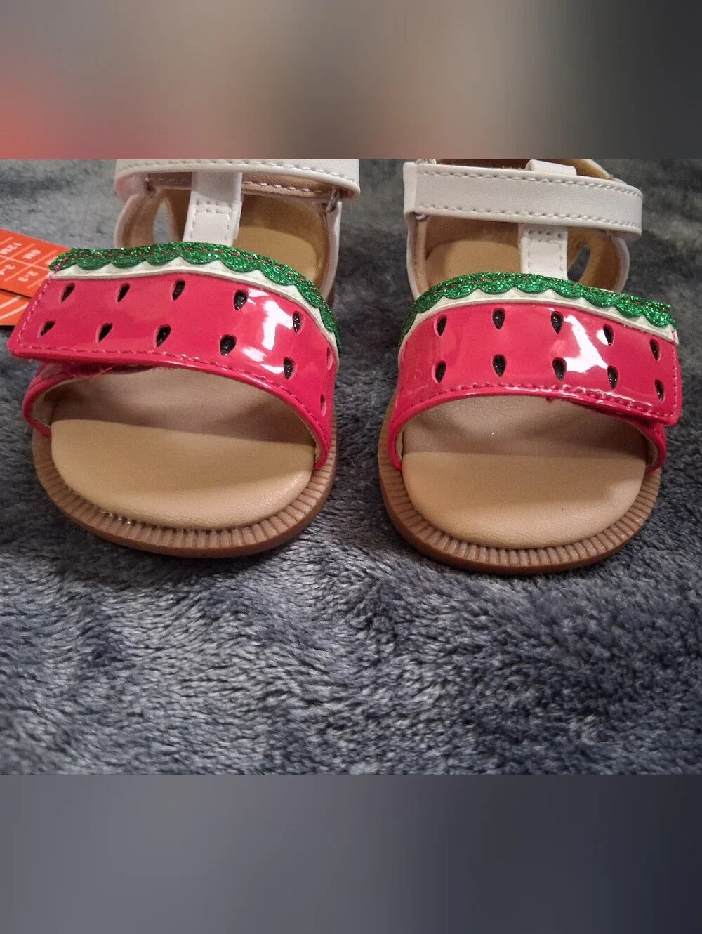 NWT Wonder Nation Fruit Watermelon Strappy Sandals Hook & Loop Red Girls Size 2